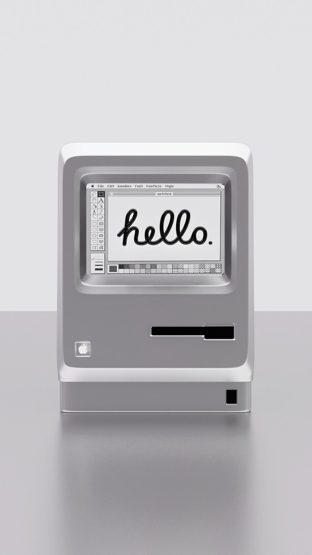 Apple Macintosh 1984 3D concept.